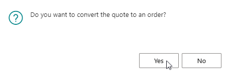 convert quote to order pop up