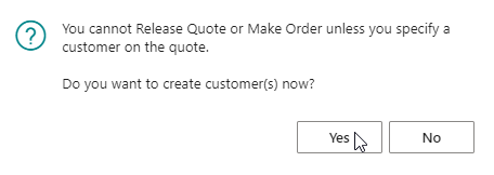 do you want to create customer now pop up