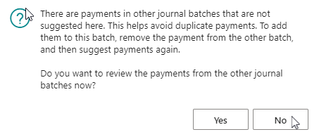 Customer review payment from other journal batches