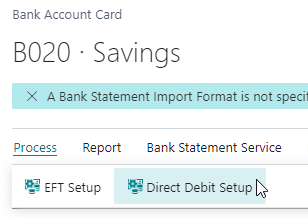 From Bank Account to Process to Direct Debit Setup