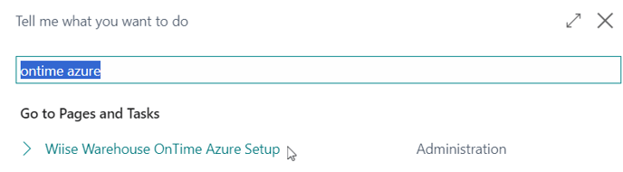 Wiise warehouse ontime azure setup