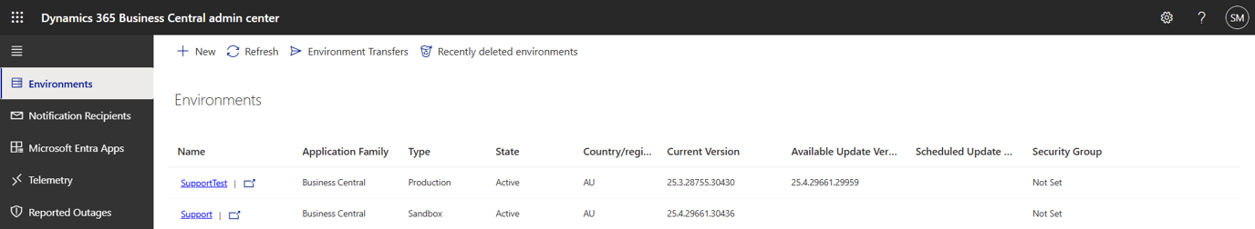 Schedule Business Central Updates in Your Admin Center