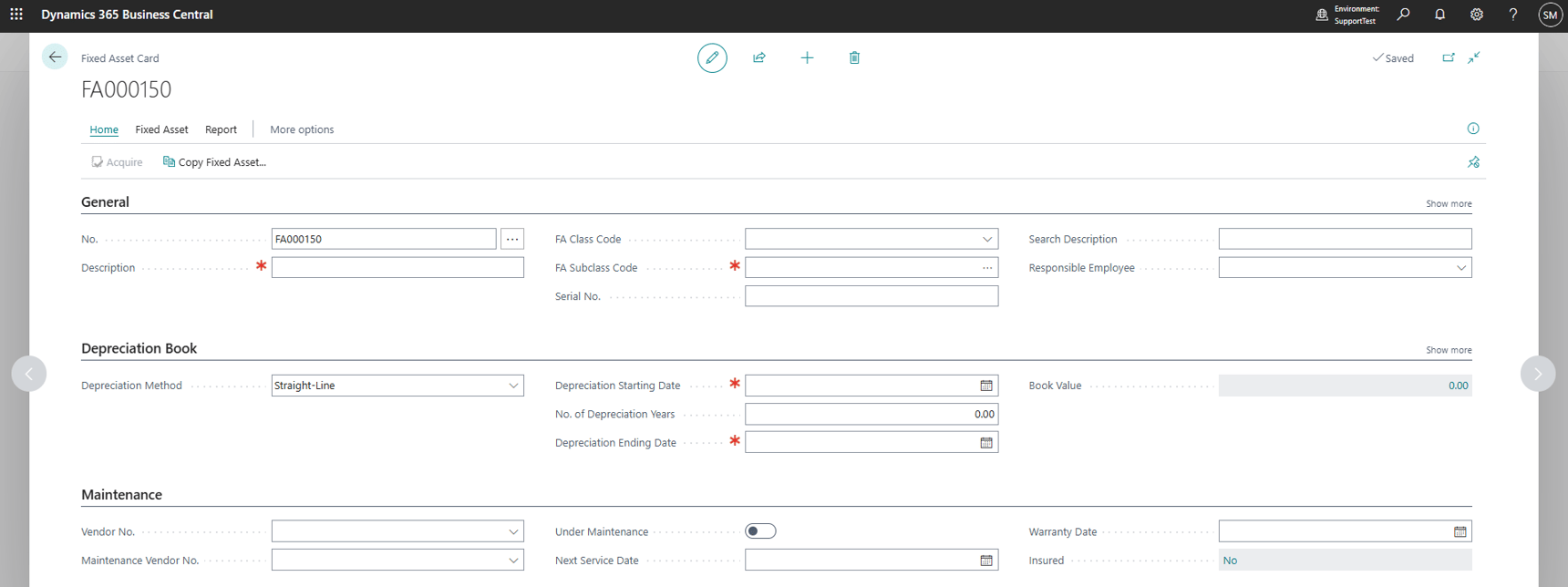 Set up a new Fixed Asset