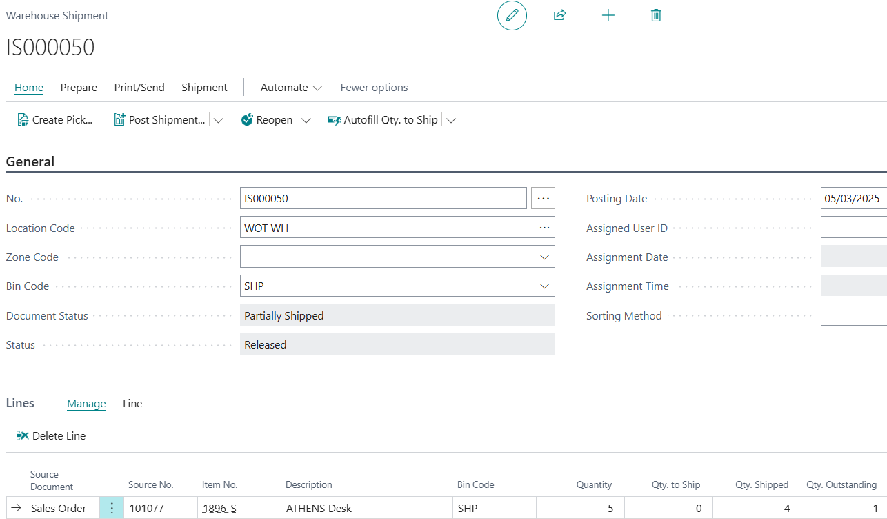 Process Partial and Multiple Shipments for Sales Orders
