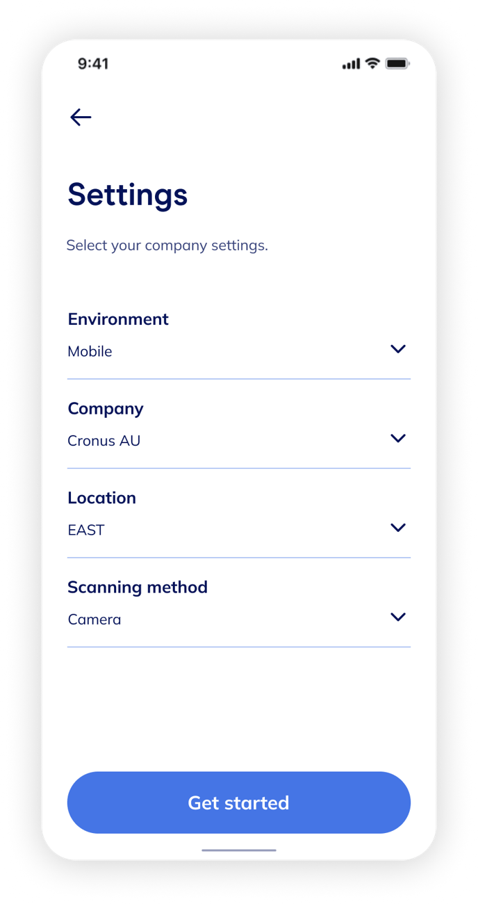 Wiise Warehouse OnTime Settings Screen