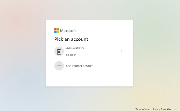Microsoft account selector screen